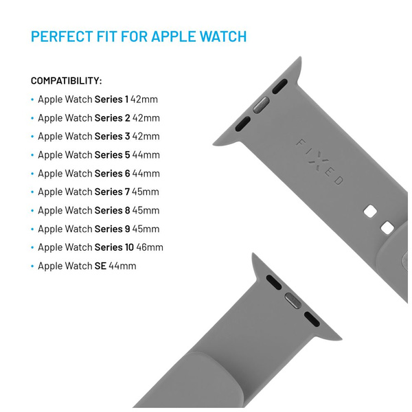 PASEK SPORTOWY DO APPLE WATCH 42/44/45/46MM SILIKONOWY FIXED JASNOSZARY