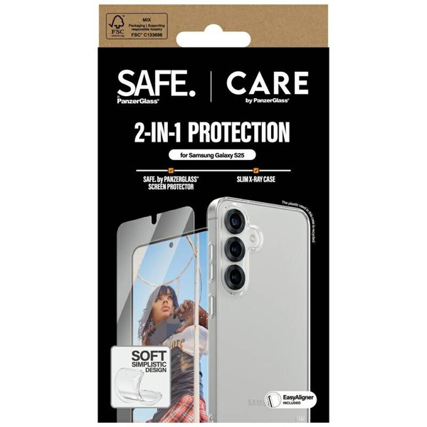 ETUI + SZKŁO DO SAMSUNG S25 CARE BY PANZERGLASS FASHION 2W1 ZESTAW OCHRONNY