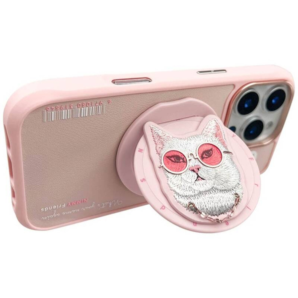 ETUI DO IPHONE 16 PRO MAX NIMMY GLASSES COOL CAT MAGSAFE RÓŻOWE