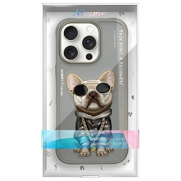 ETUI DO IPHONE 16 PRO 6.3" NIMMY GLASSES COOL DOG SZARE