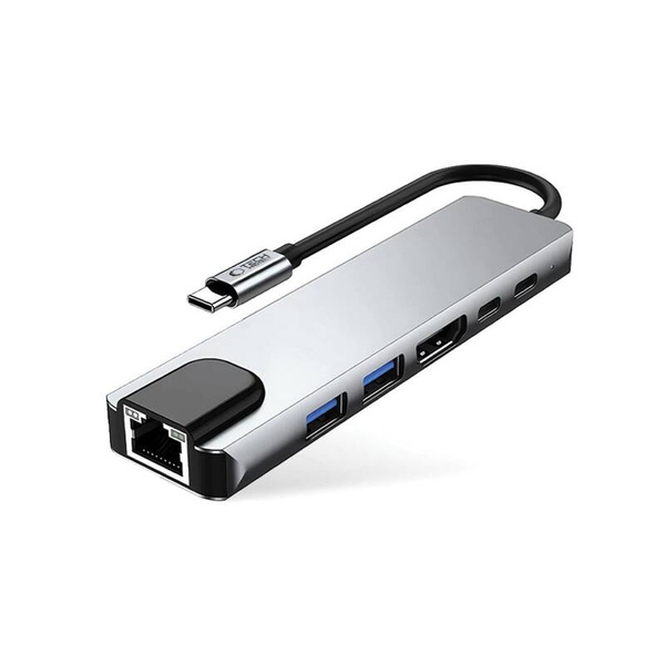 HUB ADAPTER 6IN1 TECH-PROTECT HB02 USB-C USB2.0/3.0 HDMI 4K RJ45 PD100W