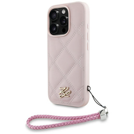 ETUI DO IPHONE 16 PRO KARL LAGERFELD QUILTED INITIAL LOGO & CHAIN RÓŻOWE