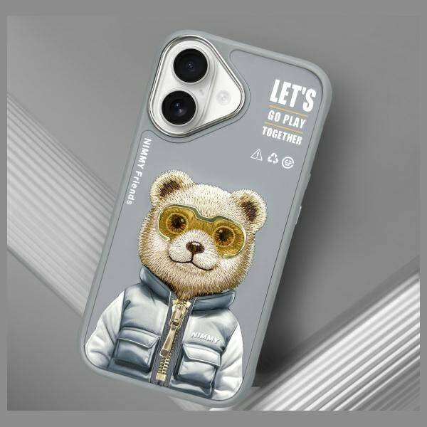 ETUI DO IPHONE 16 6.1" NIMMY COOL&CUTE 2.0 BEAR SZARE