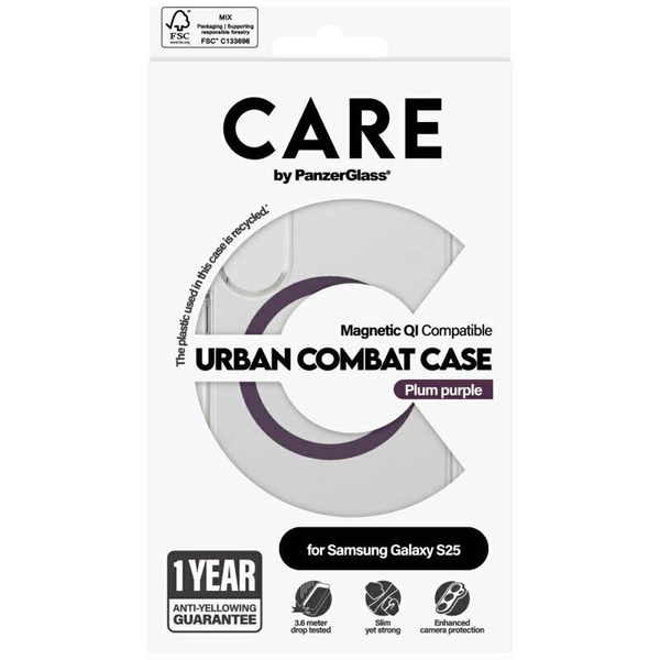 ETUI DO SAMSUNG S25 CARE BY PANZERGLASS FLAGSHIP URBAN COMBAT PURPLE QI