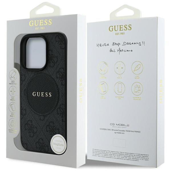 ETUI DO IPHONE 16 PRO MAX GUESS 4G CIRCLE CLASSIC LOGO MAGSAFE CZARNE