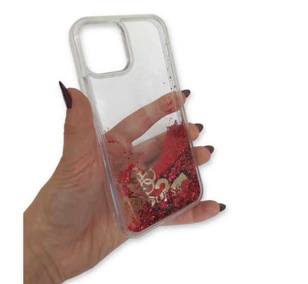 GUESS  HARDCASE GLITTER CHARMS IPHONE 12 / 12 PRO - RASPBERRY