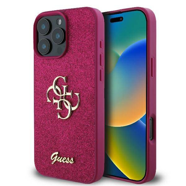 ETUI DO IPHONE 16 PRO MAX 6.9" GUESS FIXED GLITTER BIG 4G  FIOLETOWE