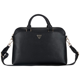 TORBA NA LAPTOPA DO 15" GUESS GRAINED ZIPPER POCKET TRIANGLE LOGO CZARNA