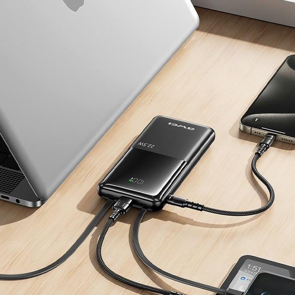 POWERBANK 10000 mAh 22.5 W Z KABLAMI PD AWEI P76K