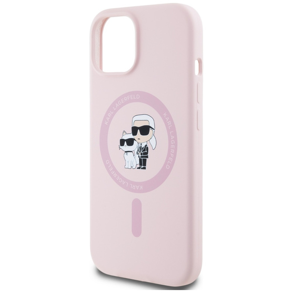 ETUI DO IPHONE 15 KARL LAGERFELD SILICONE KARL&CHOUPETTE MAGSAFE RÓŻOWE