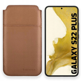 Wsuwka z naturalnej polskiej skóry LEO do Galaxy S22 Plus jasno brązowa