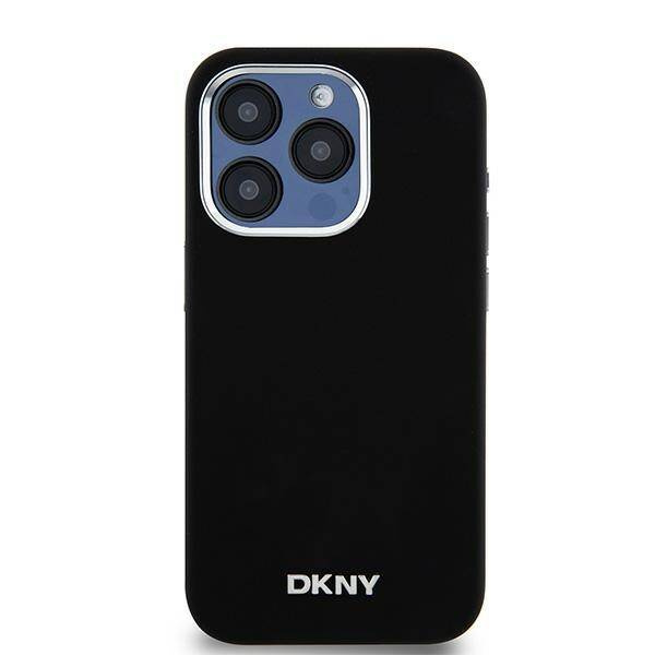 ETUI DO IPHONE 14 PRO DKNY LIQUID SILICONE SMALL METAL LOGO MAGSAFE CZARNE