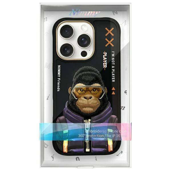 ETUI DO IPHONE 16 PRO 6.3" NIMMY COOL&CUTE 2.0 MONKEY CZARNE