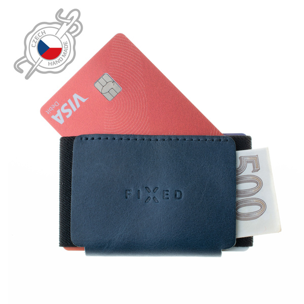 PORTFEL SKÓRZANY ZE SKÓRY BYDLĘCEJ FIXED TINY WALLET NIEBIESKI