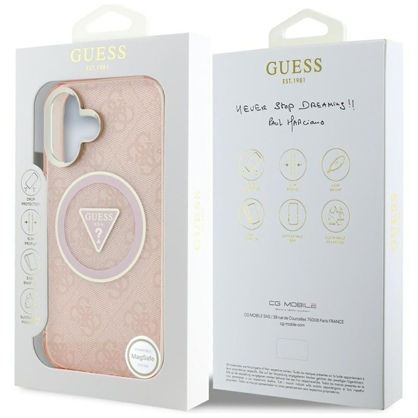 ETUI DO IPHONE 16 GUESS IML METAL GLITTER 4G CIRCLE TRIANGLE RÓŻOWE
