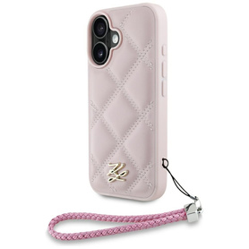 ETUI DO IPHONE 16 KARL LAGERFELD QUILTED INITIAL LOGO & CHAIN STRAP RÓŻOWE