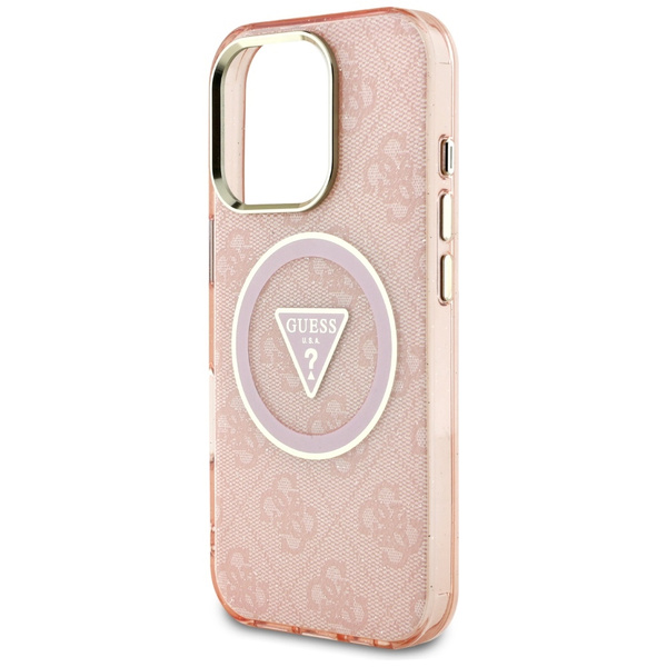ETUI DO IPHONE 16 PRO MAX GUESS IML METAL GLITTER 4G CIRCLE TRIANGLE RÓŻOWE