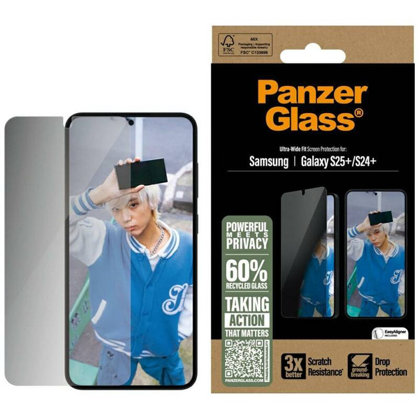 SZKŁO PRYWATYZUJĄCE DO SAMSUNG GALAXY S25 PLUS PANZERGLASS ULTRA-WIDE FIT