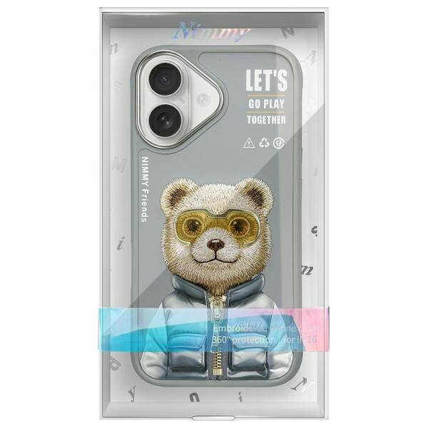 ETUI DO IPHONE 16 6.1" NIMMY COOL&CUTE 2.0 BEAR SZARE