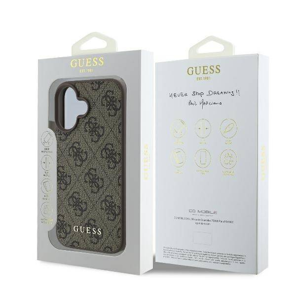 ETUI DO IPHONE 16 PLUS 6.7" GUESS 4G CLASSIC BRĄZOWE