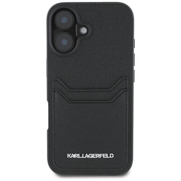ETUI DO IPHONE 16 KARL LAGERFELD HC GRAINED PU CARDSLOT METAL ELONG CZARNE