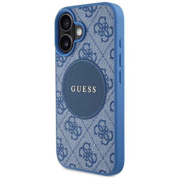 ETUI DO IPHONE 16 GUESS 4G CIRCLE CLASSIC LOGO MAGSAFE NIEBIESKIE CASE