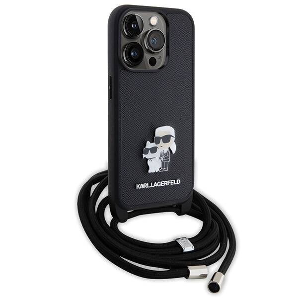 Karl Lagerfeld Crossbody Saffiano Metal | Etui do iPhone 15 Pro Max - BLACK