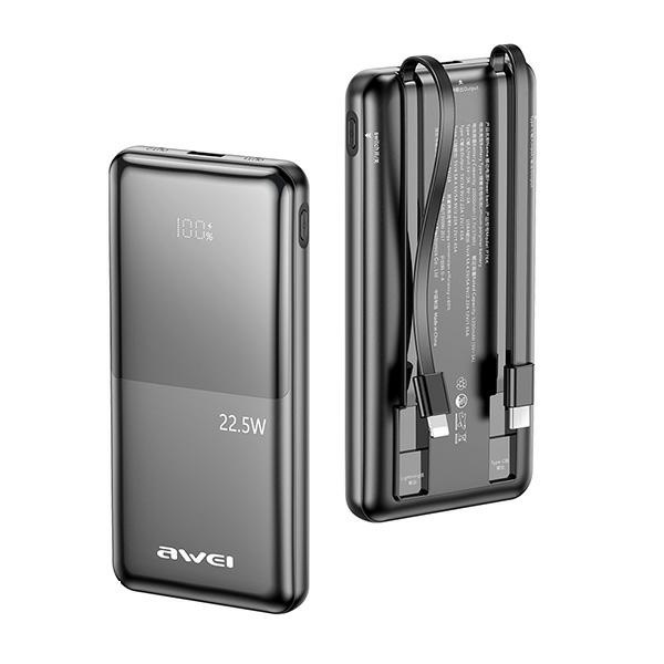 POWERBANK 10000 mAh 22.5 W Z KABLAMI PD AWEI P76K