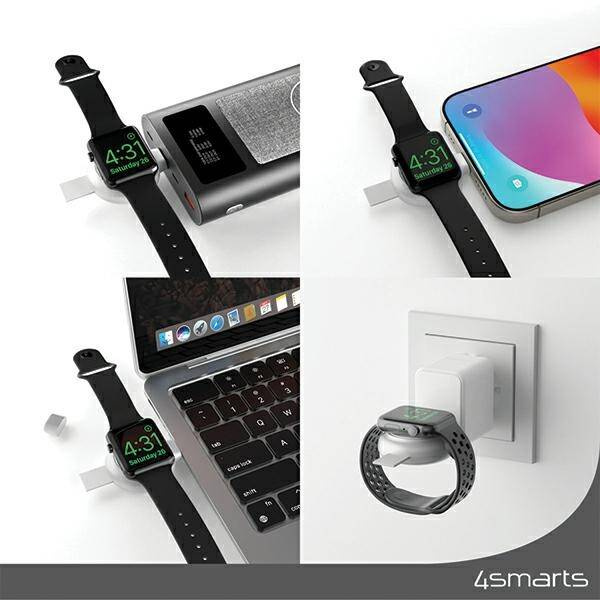 ŁADOWARKA INDUKCYJNA DLA APPLE WATCH 4SMARTS MFI SREBRNA
