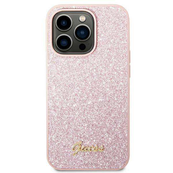 Guess Glitter Script | Etui do iPhone 14 Pro Max - PINK