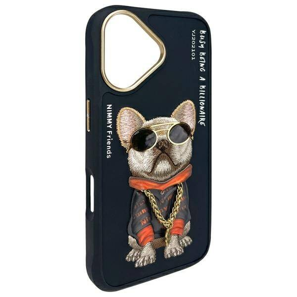 ETUI DO IPHONE 16 6.1" NIMMY GLASSES COOL DOG CZARNE