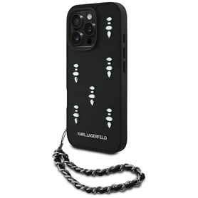 ETUI DO IPHONE 16 PRO MAX KARL LAGERFELD SAFFIANO CRYSTALS W/CHAIN CZARNE
