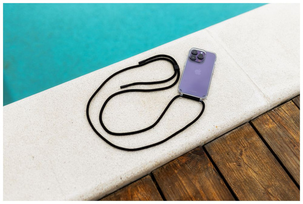 ETUI DO SAMSUNG GALAXY A25 5G NA SZYJĘ FIXED PURE Z CZARNĄ SMYCZĄ
