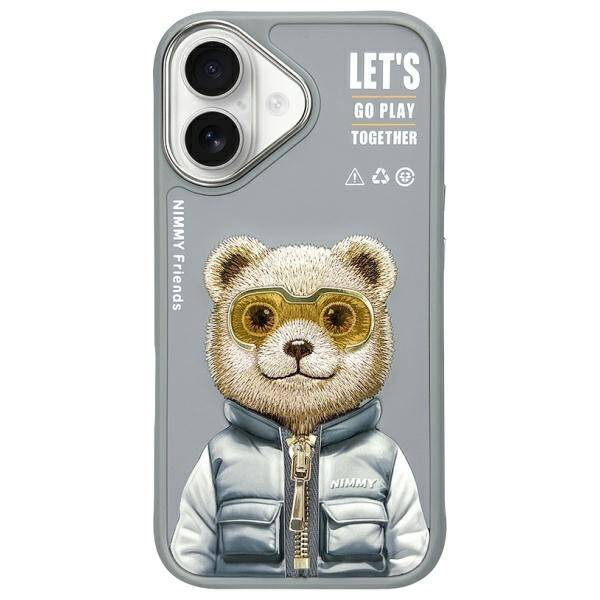 ETUI DO IPHONE 16 6.1" NIMMY COOL&CUTE 2.0 BEAR SZARE