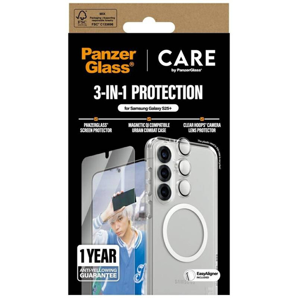 ETUI + SZKŁO + LENS DO SAMSUNG S25 PLUS CARE BY PANZERGLASS FLAGSHIP 3W1