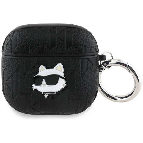 ETUI DO AIRPODS 4 KARL LAGERFELD MONOGRAM CHOUPETTE HEAD CZARNY