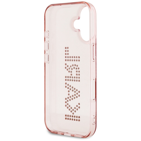 ETUI DO IPHONE 16 KARL LAGERFELD IML RHINESTONES LOGO RÓŻOWE