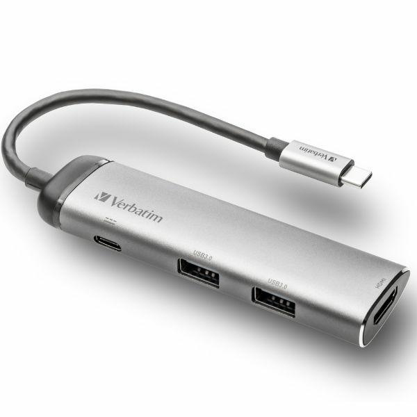 HUB ADAPTER PRZEJŚCIÓWKA USB-C - USB-C/ 2XUSB-A 3.0/HDMI VERBATIM ALUMINIUM