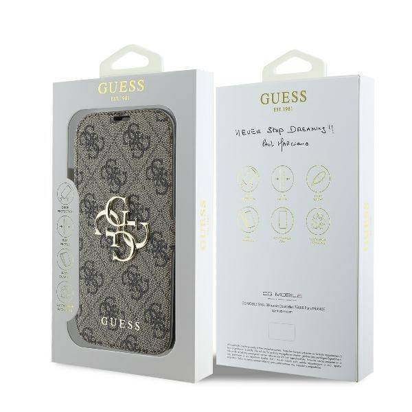 ETUI DO IPHONE 16 PLUS 6.7" GUESS 4G METAL LOGO BRĄZOWE