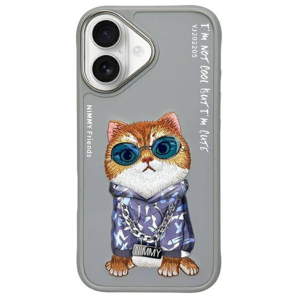 ETUI DO IPHONE 16 6.1" NIMMY GLASSES COOL CAT SZARE