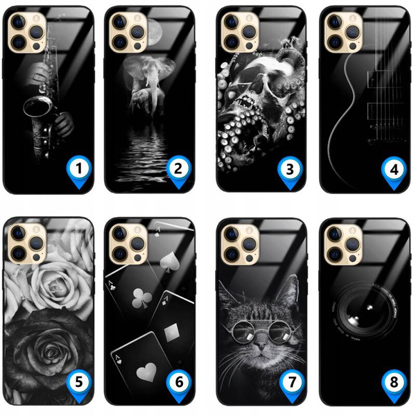 Etui akrylowe LEO czarne różne wzory do iPhone 15 Pro