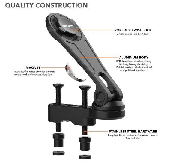 UCHWYT DO TELEFONU NA KIEROWNICĘ MOTOCYKLA ROKFORM ALUMINIUM TWIST LOCK