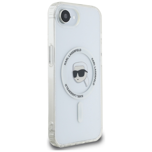 ETUI DO IPHONE 16E KARL LAGERFELD IML METAL KARL HEAD MAGSAFE BIAŁE