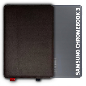 Etui na laptop skórzane LEO Master do Samsung Chromebook 3 brązowe
