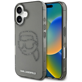 ETUI DO IPHONE 16 KARL LAGERFELD IML RHINESTONES KARL  HEAD CZARNY