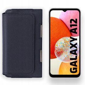 Kabura skórzana LEO do Galaxy A12 niebieska