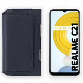 Kabura skórzana LEO do Realme C21 niebieska