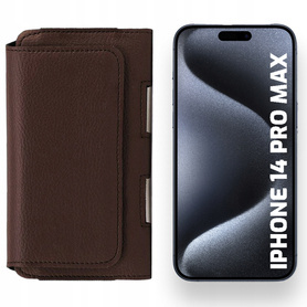 KABURA SKÓRZANA LEO do IPHONE 14 PRO MAX BRĄZOWA