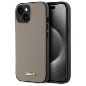 ETUI DO IPHONE 15 6.1" DKNY GRAINED METAL LOGO MAGSAFE BEŻOWE