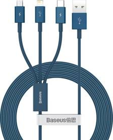 Baseus Cafule | Kabel USB do microUSB/USB-C/Lightning 3.5A 1.2M - BLUE